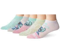 Disney Women's Lilo & Stitch 5 Pack No Show Socks, Assorted Blue Pastel, 9-11