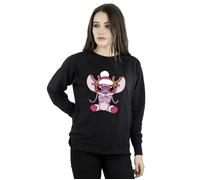 Disney Women's Lilo & Stitch Angel Reindeer Sweatshirt in Black | Size: 4XL Disney Black 4XL