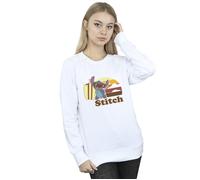 Disney Women's Lilo & Stitch Bitten Surfboard Sweatshirt in White | Size: XL Disney White XL