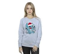 Disney Women's Lilo & Stitch Christmas Lights Sketch Sweatshirt in Grey | Size: Medium Disney Grey M