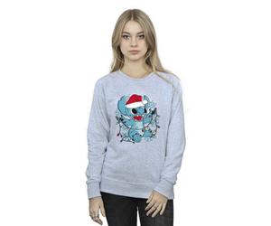 Disney Women's Lilo & Stitch Christmas Lights Sketch Sweatshirt in Grey | Size: Small Disney Grey S