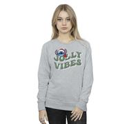 Disney Women's Lilo & Stitch Jolly Chilling Vibes Sweatshirt in Grey | Size: Small Disney Grey S