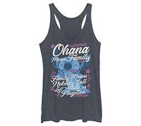 Disney Women's Lilo & Stitch Ohana Family Tri-Blend Racerback Layering Tank, Navy Blue Heather, Medium