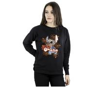 Disney Women's Lilo & Stitch Ohana Orange Hibiscus Sweatshirt in Black | Size: Small Disney Black S