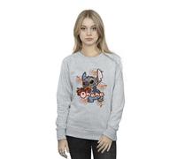 Disney Women's Lilo & Stitch Ohana Orange Hibiscus Sweatshirt in Grey | Size: XL Disney Grey XL