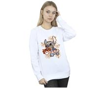 (XXL, White) Disney Womens/Ladies Lilo And Stitch Ohana Orange Hibiscus Sweatshirt