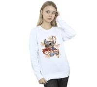 (L, White) Disney Womens/Ladies Lilo And Stitch Ohana Orange Hibiscus Sweatshirt