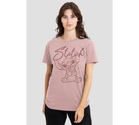 Disney Women's Lilo & Stitch Sketchy & Cute Classic T-Shirt, Powder Rose in Baby Pink | Size: Small Disney Baby Pink S