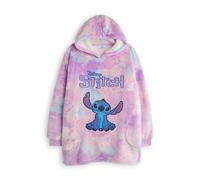 Disney Lilo & Stitch Girls Wearable Blanket Hoodie | Kids Multicoloured Hooded Sherpa Fleece Pullover | Childrens Sherpa Lined Stitch Character Loungewear with Pockets | Animation Movie Merchandise