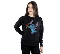 Disney Women's Lilo & Stitch Stitch Cupid Valentines Sweatshirt in Black | Size: Large Disney Black L
