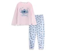 Disney Pyjama Set Lilo & Stitch – Women's Pink Velour Fleece, Long Sleeve, Long Leg – 8-10