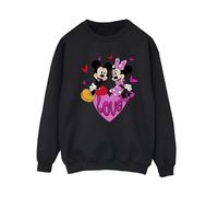 Disney Women's Love Hearts Mickey & Minnie Mouse Sweatshirt in Black | Size: 5XL Disney Black 5XL