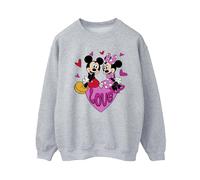 Disney Women's Love Hearts Mickey & Minnie Mouse Sweatshirt in Grey | Size: 4XL Disney Grey 4XL
