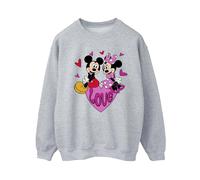 Disney Women's Mickey & Minnie Love Hearts Sweatshirt Sport Grey Small