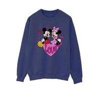 Disney Women's Love Hearts Mickey & Minnie Mouse Sweatshirt in Navy | Size: 4XL Disney Navy 4XL