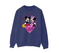 Disney Women's Love Hearts Mickey & Minnie Mouse Sweatshirt in Navy | Size: 5XL Disney Navy 5XL