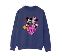 Disney Women's Mickey & Minnie Love Hearts Sweatshirt Navy Blue X-Large