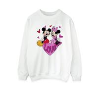 Disney Women's Mickey & Minnie Love Hearts Sweatshirt White Small