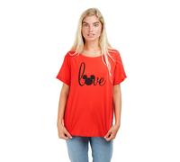Disney Women's Love Mickey Mouse Cotton T-shirt in Red | Size: Medium Disney Red M
