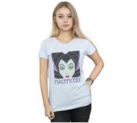 Disney Women's Maleficent Cropped Head Cotton T-Shirt in Grey | Size: Large Disney Grey L