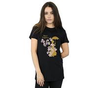 Disney Women's Mary Poppins Floral Silhouette Boyfriend Fit T-Shirt Black Large
