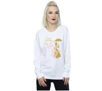 Disney Women's Mary Poppins Floral Silhouette Sweatshirt in White | Size: Medium Disney White M