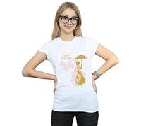 Disney Women's Mary Poppins Floral Silhouette T-Shirt White Medium