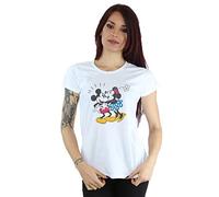 Disney Women's Mickey and Minnie Kiss T-Shirt Large White
