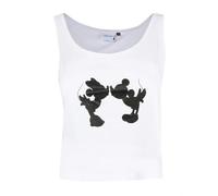 Disney Women's Mickey and Minnie Mouse Kiss Silhouette Vest Top, White, 8 UK