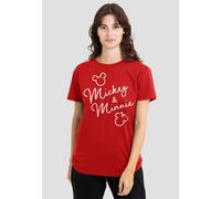 Disney Women's Mickey & Minnie Classic Signatures T-Shirt, Red | Size: Small Disney Red S