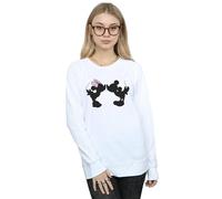 Disney Women's Mickey Minnie Kiss Silhouette Sweatshirt in White | Size: 4XL Disney White 4XL