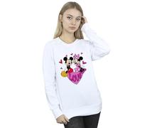 Disney Women's Mickey & Minnie Love Hearts Sweatshirt White Small