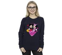 Disney Women's Mickey & Minnie Love Hearts Sweatshirt Navy Blue Medium