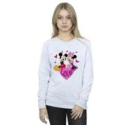 Disney Women's Mickey & Minnie Love Hearts Sweatshirt Sport Grey Small