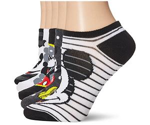 Disney Women's Mickey Mouse 5 Pack No Show Socks Casual, Black Stripe Multi, 8-10 UK (Pack of 5)