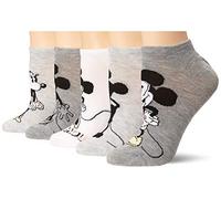 Disney Women's Mickey Mouse 5 Pack No Show Socks Casual, Grey Multi, 8-10 UK