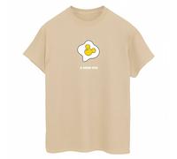 Disney Women's Mickey Mouse A Good Egg Cotton Boyfriend T-Shirt in Light Sand | Size: 4XL Disney Light Sand 4XL