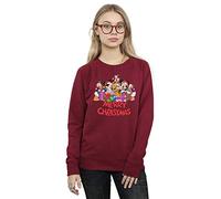 (M, Burgundy) Disney Womens/Ladies Mickey Mouse And Friends Christmas Sweatshirt