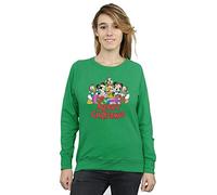 Disney Women's Mickey Mouse And Friends Christmas Sweatshirt Irish Green Medium