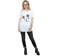 Disney Women's Mickey Mouse Face Cotton Boyfriend T-Shirt in White | Size: Medium Disney White M