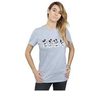 Disney Women's Mickey Mouse Four Emotions Cotton Boyfriend T-Shirt in Grey | Size: Medium Disney Grey M