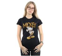 Disney Women's Mickey Mouse Gold Statue Cotton T-Shirt in Black | Size: Medium Disney Black M