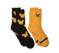 Disney Women's Mickey Mouse Halloween 2 Pack Mid Crew Fuzzy Socks, Orange Pastel, 8-10 UK
