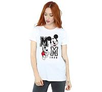 Disney Women's Mickey Mouse Jump and Wink Boyfriend Fit T-Shirt Medium White
