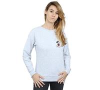 Disney Women's Mickey Mouse Kickin Retro Chest Sweatshirt Heather Grey Small