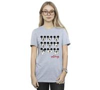 Disney Women's Mickey Mouse Many Faces Cotton Boyfriend T-Shirt in Grey | Size: XL Disney Grey XL