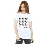 Disney Women's Mickey Mouse Many Faces Cotton Boyfriend T-Shirt in White | Size: 2XL Disney White 2XL