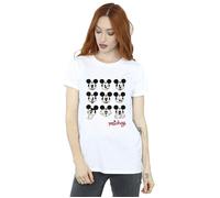 Disney Women's Mickey Mouse Many Faces Cotton Boyfriend T-Shirt in White | Size: XL Disney White XL