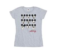 Disney Women's Mickey Mouse Many Faces Cotton T-Shirt in Grey | Size: Medium Disney Grey M