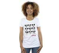 Disney Women's Mickey Mouse Many Faces Cotton T-Shirt in White | Size: Medium Disney White M